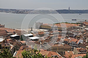 Aerial view on Lisbona with main square