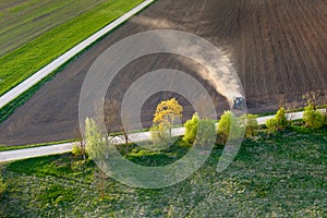 Aerial view of Lithuanian countryside at spring