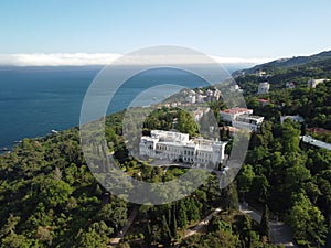 Aerial View of Livadia Palace - located on the shores of the Black Sea in the village of Livadia in the Yalta region of