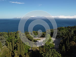 Aerial View of Livadia Palace - located on the shores of the Black Sea in the village of Livadia in the Yalta region of