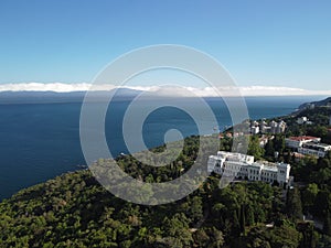 Aerial View of Livadia Palace - located on the shores of the Black Sea in the village of Livadia in the Yalta region of