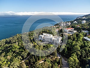 Aerial View of Livadia Palace - located on the shores of the Black Sea in the village of Livadia in the Yalta region of