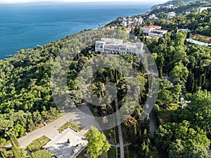 Aerial View of Livadia Palace - located on the shores of the Black Sea in the village of Livadia in the Yalta region of