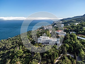 Aerial View of Livadia Palace - located on the shores of the Black Sea in the village of Livadia in the Yalta region of