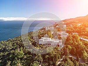 Aerial View of Livadia Palace - located on the shores of the Black Sea in the village of Livadia in the Yalta region of