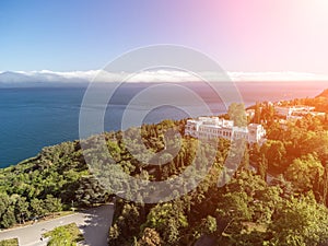 Aerial View of Livadia Palace - located on the shores of the Black Sea in the village of Livadia in the Yalta region of