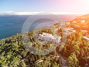 Aerial View of Livadia Palace - located on the shores of the Black Sea in the village of Livadia in the Yalta region of