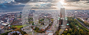 Aerial view of the Liverpool Cathedral in England