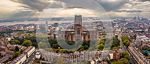 Aerial view of the Liverpool Cathedral in England