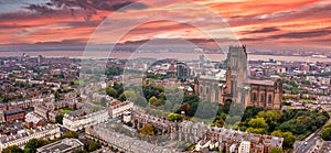 Aerial view of the Liverpool Cathedral in England