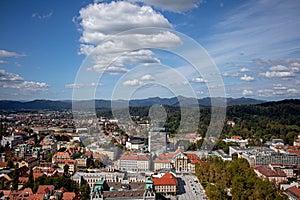 Aerial view of Ljubljana, capital of Slovenia. Eastern Europe