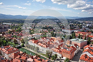 Aerial view of Ljubljana, capital of Slovenia. Eastern Europe