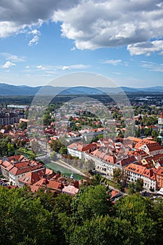 Aerial view of Ljubljana, capital of Slovenia. Eastern Europe