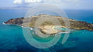 Aerial view of lobos island, canary islands