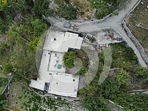 Aerial view of local house in village Gojal Valley Upper Hunza Gilgit Baltistan Pakistan