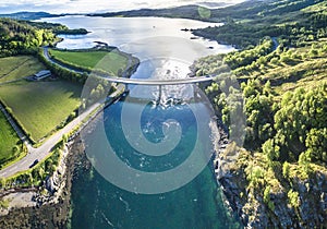 Aerial view of Loch Creran by the Loch Creran bridge photo