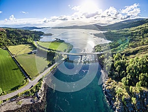 Aerial view of Loch Creran by the Loch Creran bridge photo