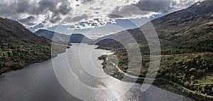 Aerial view of Loch Leven towards Glencoe, Lochaber