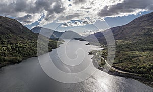 Aerial view of Loch Leven towards Glencoe, Lochaber