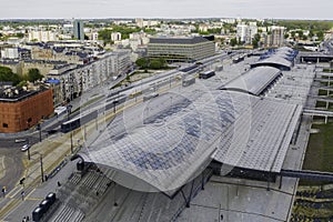 Aerial view on Lodz railway station photo