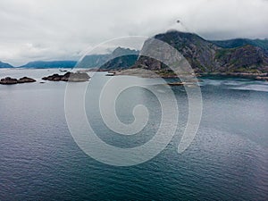 Aerial view. Lofoten islands landscape, Norway