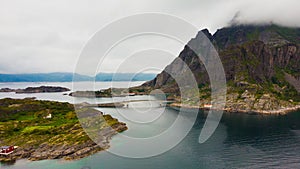 Aerial view. Lofoten islands landscape, Norway