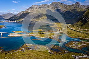 Aerial view on the Lofoten Islands in Norway