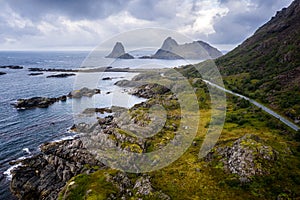 Aerial view on the Lofoten Islands in Norway