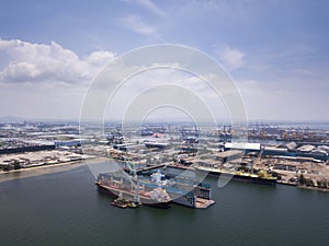 Aerial view of logistics concept Dockyard