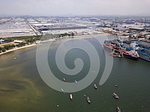 Aerial view of logistics concept Dockyard