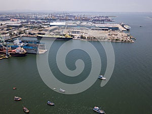 Aerial view of logistics concept Dockyard