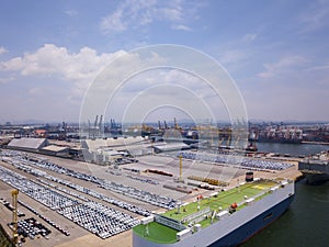 Aerial view of logistics concept Dockyard