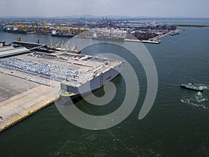 Aerial view of logistics concept Dockyard