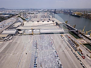 Aerial view of logistics concept Dockyard