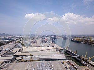 Aerial view of logistics concept Dockyard