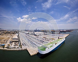 Aerial view of logistics concept Dockyard