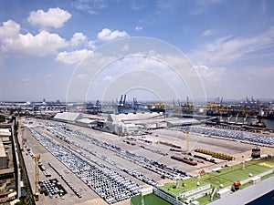 Aerial view of logistics concept Dockyard