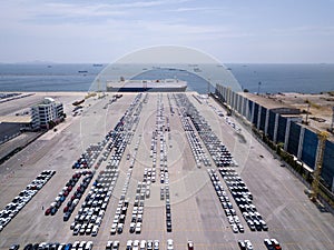 Aerial view of logistics concept Dockyard