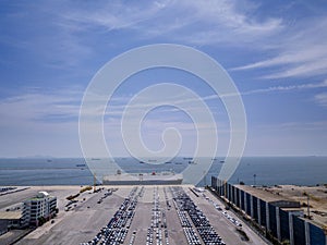 Aerial view of logistics concept Dockyard