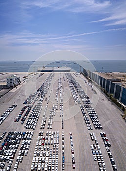 Aerial view of logistics concept Dockyard