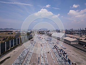 Aerial view of logistics concept Dockyard