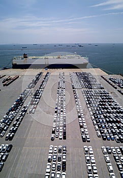 Aerial view of logistics concept Dockyard