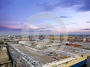 Aerial view of logistics concept Dockyard