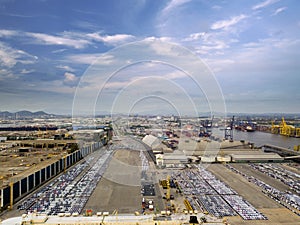 Aerial view of logistics concept Dockyard