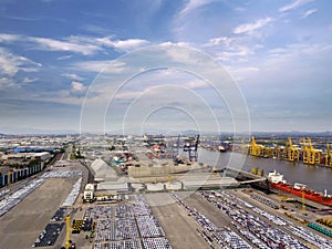 Aerial view of logistics concept Dockyard