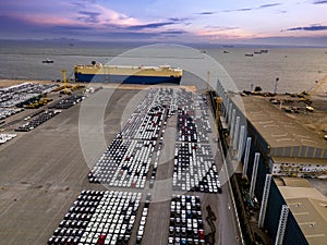 Aerial view of logistics concept Dockyard