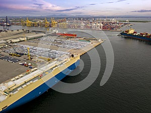 Aerial view of logistics concept Dockyard