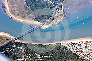 Aerial view of Loire, clouds, saint nazaire atlantic ocean marsh sky