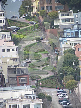 Aerial view of Lombard street in San Francisco