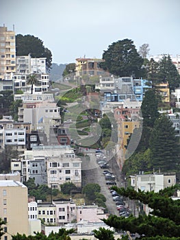 Aerial view of Lombard street in San Francisco